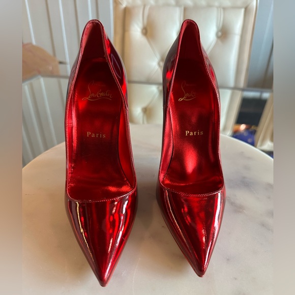 CHRISTIAN LOUBOUTIN Kate 100 iridescent psychic patent leather pumps 37 Red - Picture 11 of 17